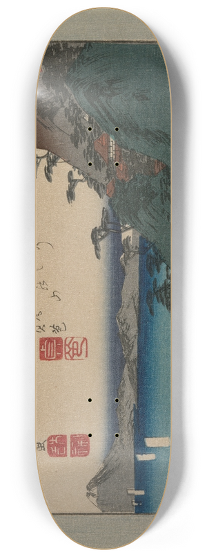 And Hiroshige - Evening Bell at Mii Temple, from the series Eight Views of Omi Province 8.25 inch art skate deck