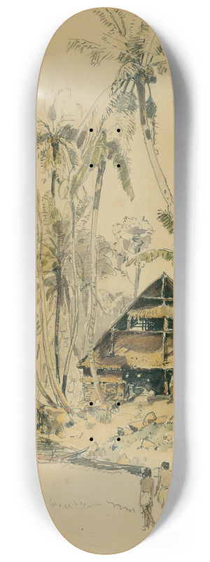 Joseph Selleny - Das Haus des Missionars auf der Insel Puinipet (Ponape), Caroline Islands 8.25 inch art skate deck