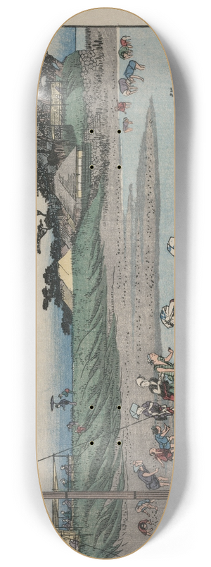 And Hiroshige - Gathering Shellfish at Low Tide at Susaki, from the series Famous Places in Edo 8.25 inch art skate deck
