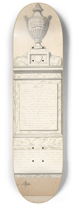 Joseph Wilton - Design for a Monument to the Three Wives of the First Earl of Guilford, at Wroxton, Oxfordshire 8.25 inch art skate deck Joseph Wilton - Design for a Monument to the Three Wives of the First Earl of Guilford, at Wroxton, Oxfordshire 8.25 inch art skate deck