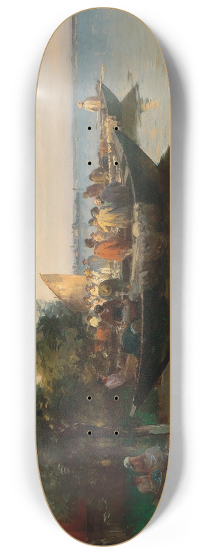 Joseph Wopfner - Fishing Boats On The Shore Of Lake Constance At Dusk 8.25 inch art skate deck