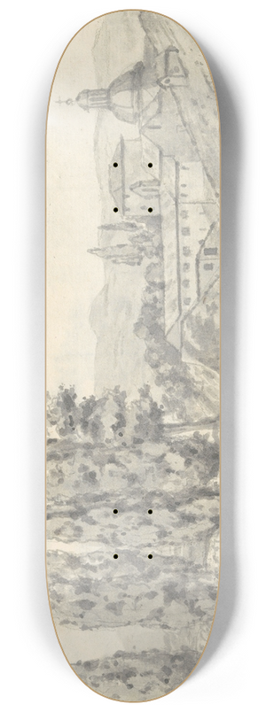 Joseph Wright of Derby - Landscape with Villas and a Church 8.25 inch art skate deck