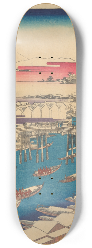 And Hiroshige - Nihonbashi; Clearing Weather after Snow (Nihonbashi Yukibare) 8.25 inch art skate deck