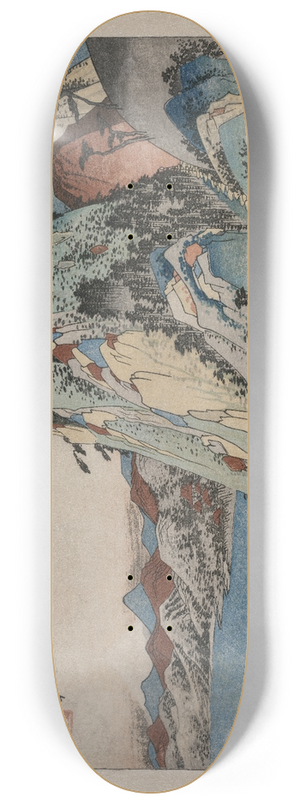And Hiroshige - Picture of the Lake at Hakone, from the series 53 Stations of the Tokaido 8.25 inch art skate deck