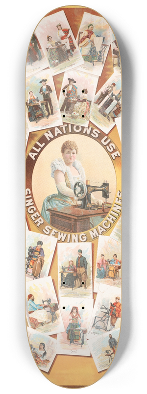 J.Ottmann Lith. Co. - All nations use Singer sewing machines 8.25 inch art skate deck