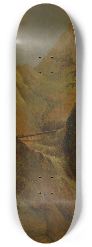 Jozef Boetech Klemens - Mountain Landscape with a Waterfall 8.25 inch art skate deck