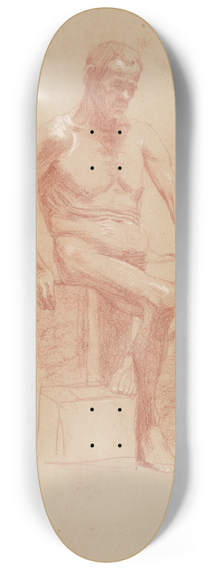 Jozef Hanula - Study of a sitting male nude 8.25 inch art skate deck