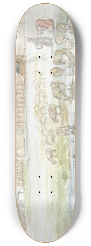 Jozef Israls - Vlakte met schapen, op de achtergrond runes van een aquaduct 8.25 inch art skate deck