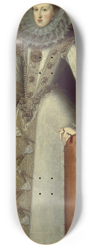 Juan Pantoja de la Cruz - Portrait of Margaret of Austria (1584-1611), Queen of Spain 8.25 inch art skate deck