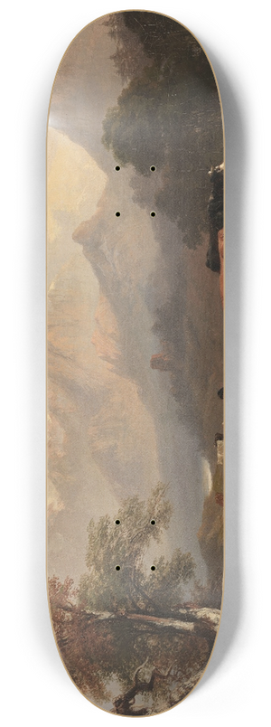 Jules Coignet - Alpine scene with cattle herders 8.25 inch art skate deck