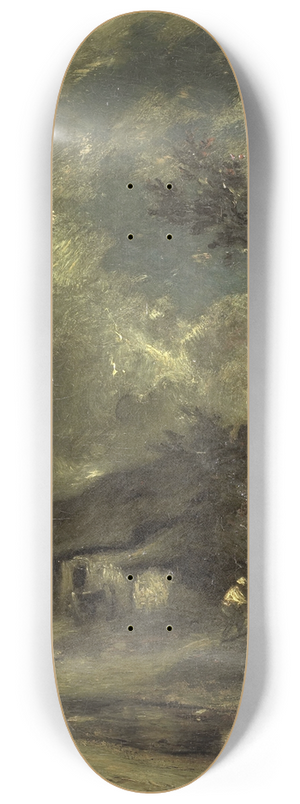 Jules Dupr - A Village by Night 8.25 inch art skate deck