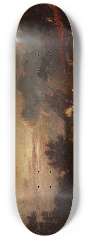 Jules Dupr - Village Scene, Sunset 8.25 inch art skate deck