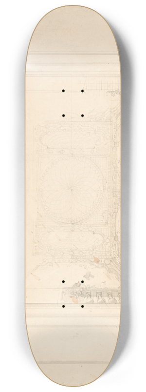 Jules-Edmond-Charles Lachaise - Design for a ceiling decorated with trellis work and a trompe loeil balustrade 8.25 inch art skate deck