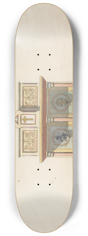 Jules-Edmond-Charles Lachaise - Design for an altar table surmounted by a crucifixion 8.25 inch art skate deck