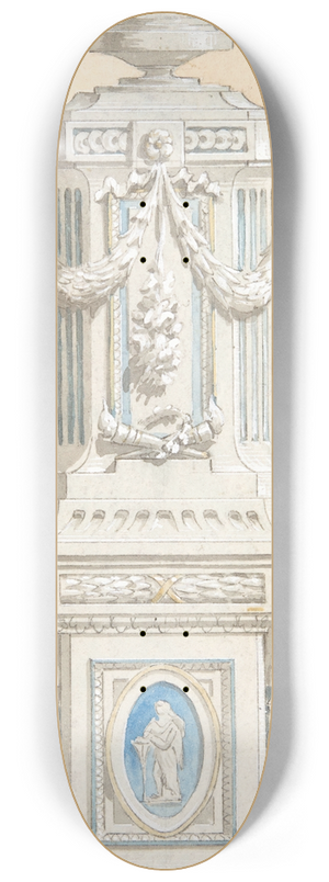 Jules-Edmond-Charles Lachaise - Design for an ornamented stone pedastal surmounted by an urn 8.25 inch art skate deck Jules-Edmond-Charles Lachaise - Design for an ornamented stone pedastal surmounted by an urn 8.25 inch art skate deck