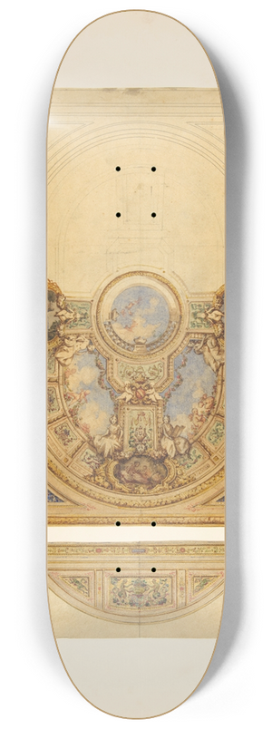 Jules-Edmond-Charles Lachaise - Design for the decoration of an oval ceiling with putti and garlands; with a detail of a lunette 8.25 inch art skate deck