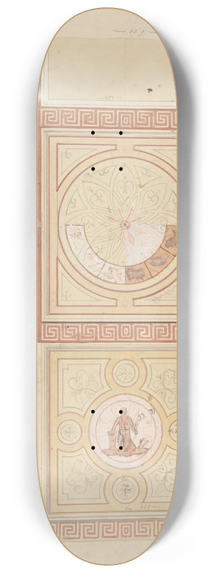 Jules-Edmond-Charles Lachaise - Design for the decoration of the ceiling of a vestibule in painted panels with roman key borders 8.25 inch art skate deck Jules-Edmond-Charles Lachaise - Design for the decoration of the ceiling of a vestibule in painted panels with roman key borders 8.25 inch art skate deck