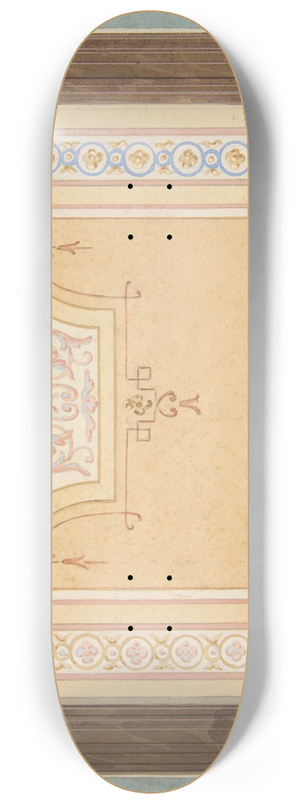 Jules-Edmond-Charles Lachaise - Design for the painted decoration of a ceiling in with strapwork and rinceaux 8.25 inch art skate deck Jules-Edmond-Charles Lachaise - Design for the painted decoration of a ceiling in with strapwork and rinceaux 8.25 inch art skate deck