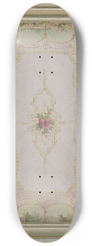 Jules-Edmond-Charles Lachaise - Design for the painted decoration of a ceiling with a trompe loeil canopy and roses 8.25 inch art skate deck