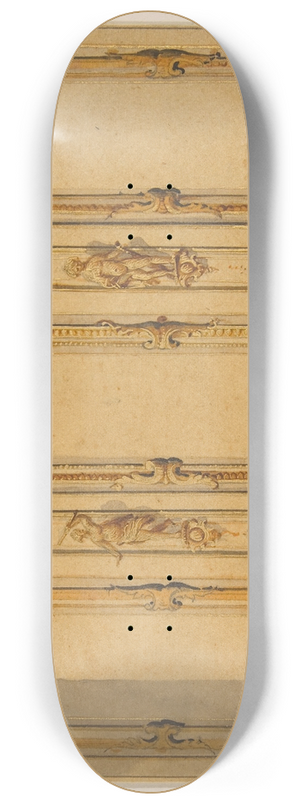 Jules-Edmond-Charles Lachaise - Elevation of an interior showing a wall decorated in ornate panels and mounted statuettes 8.25 inch art skate deck Jules-Edmond-Charles Lachaise - Elevation of an interior showing a wall decorated in ornate panels and mounted statuettes 8.25 inch art skate deck