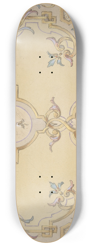 Jules-Edmond-Charles Lachaise - Partial design for the decoration of a ceiling with scrolls and swags of fruit 8.25 inch art skate deck Jules-Edmond-Charles Lachaise - Partial design for the decoration of a ceiling with scrolls and swags of fruit 8.25 inch art skate deck