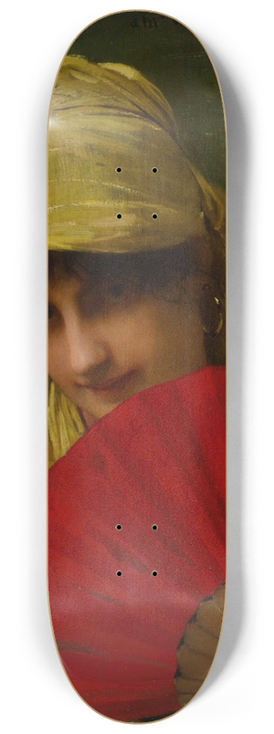 Jules Joseph Lefebvre - The Red Fan 8.25 inch art skate deck