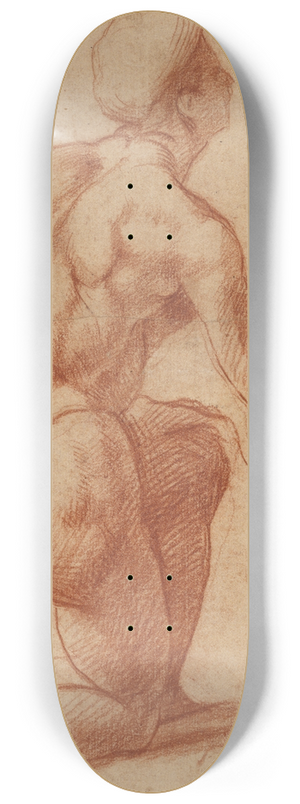 Andrea del Sarto - Study of a Kneeling Figure with a Sketch of a Face 8.25 inch art skate deck Andrea del Sarto - Study of a Kneeling Figure with a Sketch of a Face 8.25 inch art skate deck