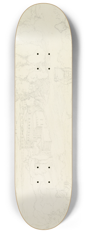 Julius Schnorr Von Carolsfeld - Landschaft mit einer Villa, rechts vorne Winzer, links ein Hirte, der die Flte blst 8.25 inch art skate deck