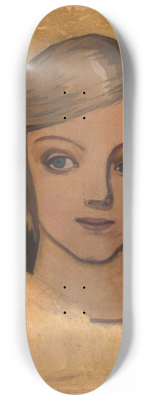 Jzef Mehoffer - Head of a girl against gold background 8.25 inch art skate deck