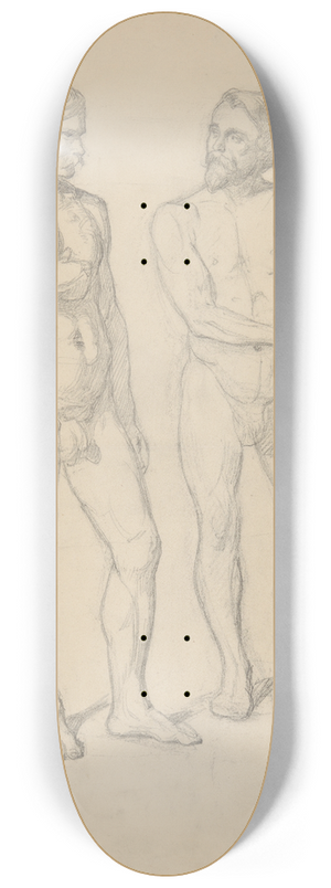 Jzef Simmler - Nude sketches of the figure of King Sigismund I and Hetman Tarnowski in the painting The Upbringing of Sigismund Augustus 8.25 inch art skate deck