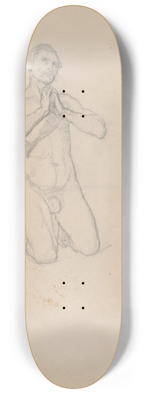 Jzef Simmler - Nude sketch to the figure of St. Matthias to the painting Martyrdom of St. Matthias 8.25 inch art skate deck