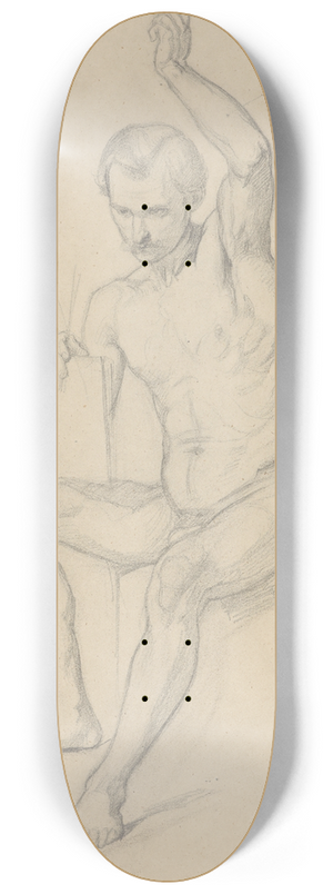 Jzef Simmler - Nude study for the figure of the Prophet Isaiah in the painting The Immaculate Conception of the Blessed Virgin Mary 8.25 inch art skate deck Jzef Simmler - Nude study for the figure of the Prophet Isaiah in the painting The Immaculate Conception of the Blessed Virgin Mary 8.25 inch art skate deck