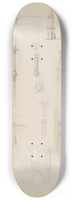 Jzef Simmler - Sketches of Gothic architectural details 8.25 inch art skate deck