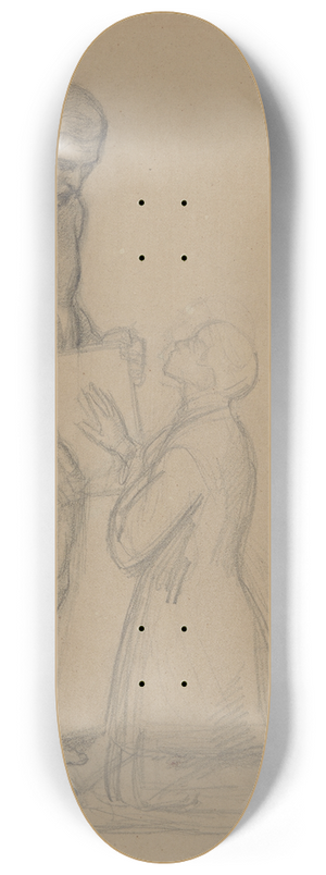 Jzef Simmler - Sketch of the figure of Queen Jadwiga and Jako of Tczyn for the painting Queen Jadwigas Oath 8.25 inch art skate deck