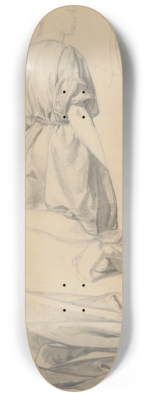 Jzef Simmler - Study of drapery of Nicodemus robes to the painting Entombment 8.25 inch art skate deck