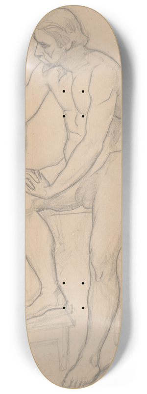 Jzef Simmler - Study of the king figure for the painting Death of Barbara Radziwi (nude, variant) 8.25 inch art skate deck