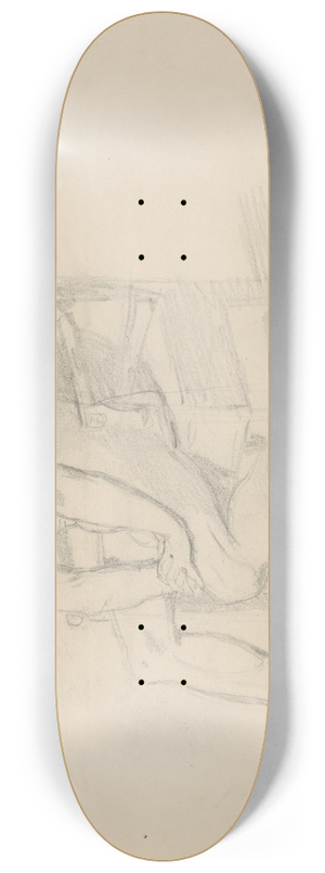 Jzef Simmler - Study of the king figure for the painting Death of Barbara Radziwi (nude, variant) 8.25 inch art skate deck