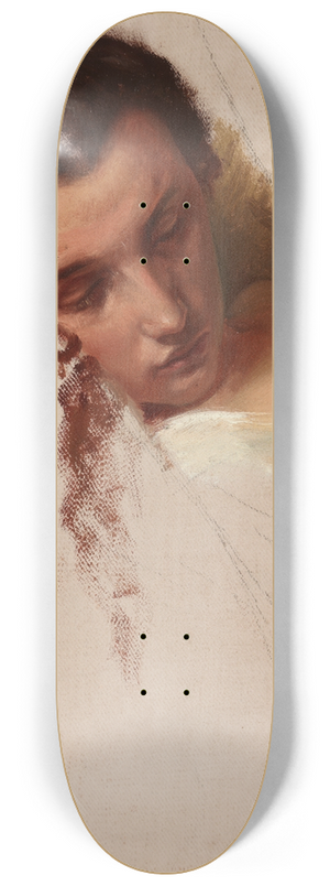 Jzef Simmler - Study to the Painting The Death of Barbara Radziwi  Head of Quinn Barbara 8.25 inch art skate deck