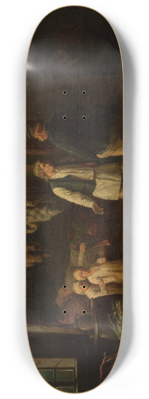 Jzef Tadeusz Polkowski - Destitution in a peasant cottage 8.25 inch art skate deck