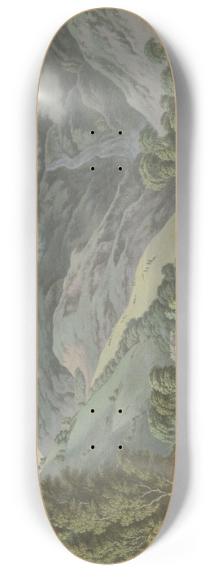 Karl Franz Kraul - Berglandschaft mit einem Wasserfall und Flchen im Vordergrund 8.25 inch art skate deck Karl Franz Kraul - Berglandschaft mit einem Wasserfall und Flchen im Vordergrund 8.25 inch art skate deck