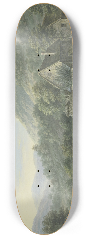 Karl Franz Kraul - Waldtal mit einem Bach, rechts zwei Bauernhuser 8.25 inch art skate deck