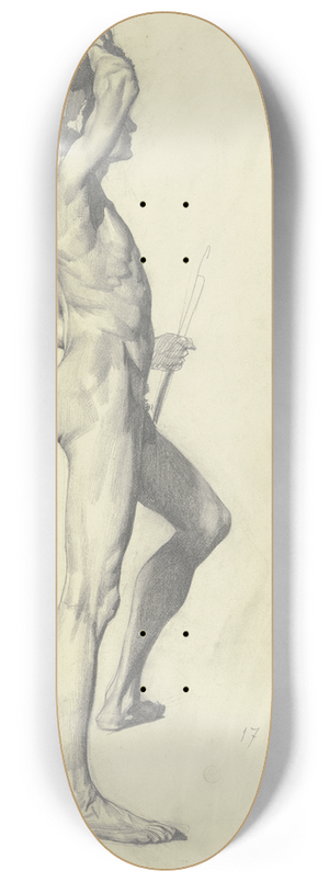 Karl Stauffer-Bern - Male nude, standing 8.25 inch art skate deck