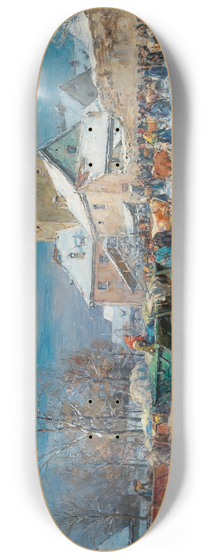Karl Stuhlmller - A Market Scene in Winter 8.25 inch art skate deck