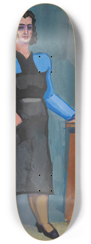 Karl Wiener - Ohne Titel (Frau in blauer Bluse und schwarzem Kleid) 8.25 inch art skate deck