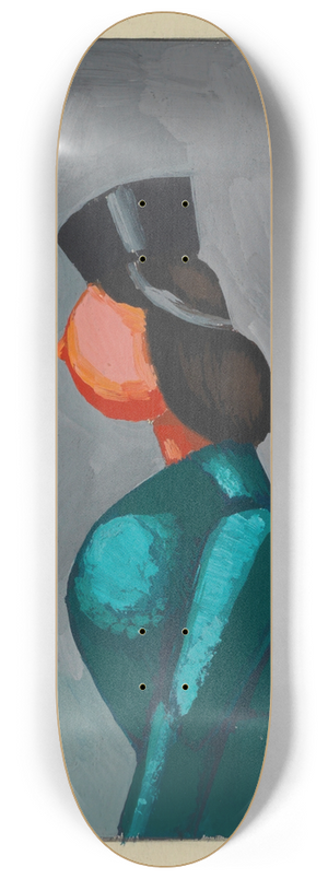 Karl Wiener - Ohne Titel (Frau in grnem Kleid mit schwarzer Kappe) 8.25 inch art skate deck