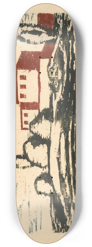 Karl Wiener - Ohne Titel (Haus in Landschaft) 8.25 inch art skate deck