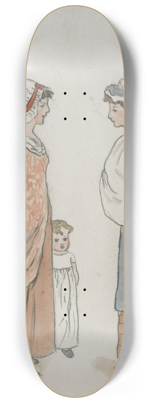 Kate Greenaway - Nursemaids with children 8.25 inch art skate deck Kate Greenaway - Nursemaids with children 8.25 inch art skate deck