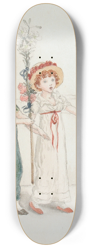 Kate Greenaway - Two Children with Staffs 8.25 inch art skate deck Kate Greenaway - Two Children with Staffs 8.25 inch art skate deck
