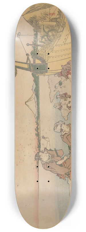 Katsukawa Shunch - Scene on Beach 8.25 inch art skate deck