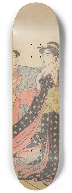 Katsukawa Shunch - Young Women Enjoying the Fresh Air of the Evening on the Bridge 8.25 inch art skate deck